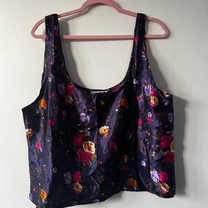 Vintage whimsigoth Satin Floral Sleeveless Top - Multicolor